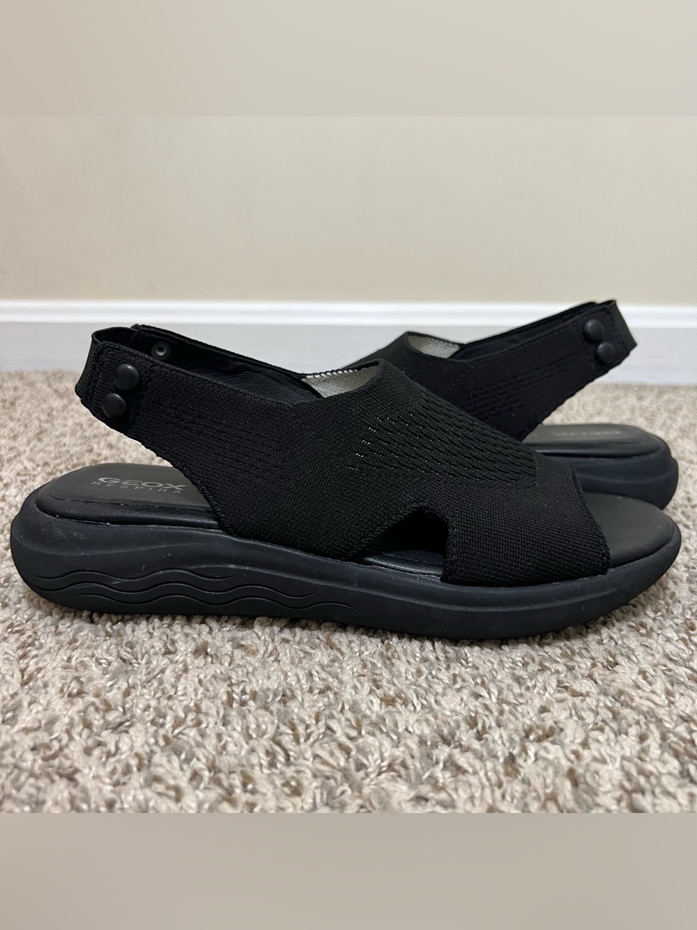 Geox Spherica Slingback Knit Comfort Sandals Black D25SVD Women’s Size 38 US 8